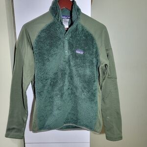 Patagonia sherpa mock neck pullover sweater green  small